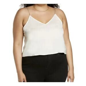 BP. Cropped Smooth Satin Sleeveless Spaghetti Strap White Camisole Womens 1X